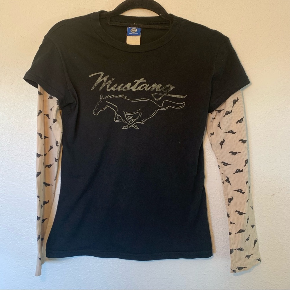 📍BOGO Y2k Vintage Mustang 40th anniversary Faux layered long sleeve graphic